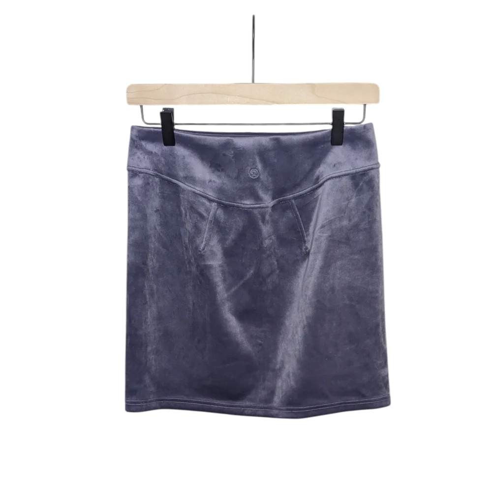 Lululemon Scuba High Rise Velvet Y2K Athleisure Mini Skirt Small Purple Gray NWT